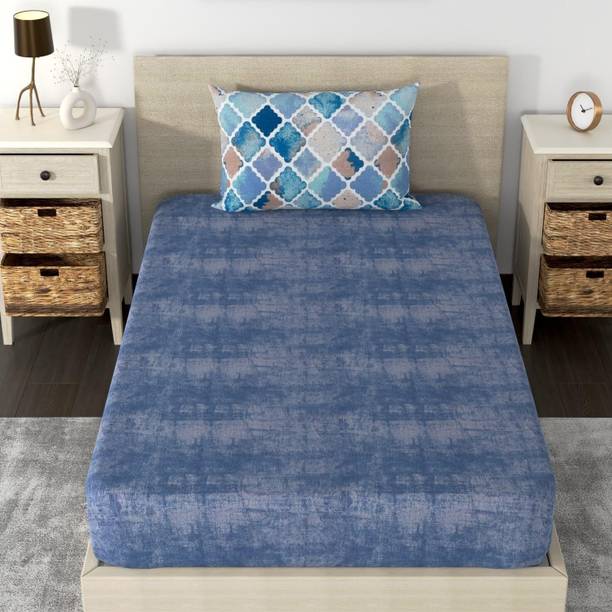 Huesland 180 TC Cotton Single Geometric Fitted (Elastic) Bedsheet