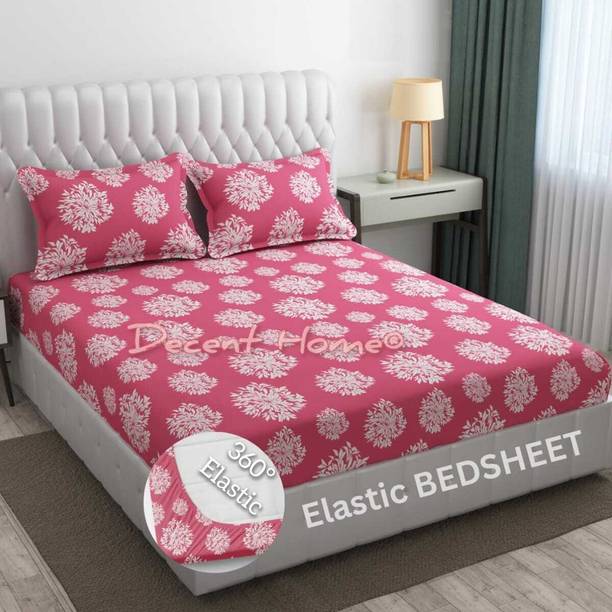 Decent Home Cotton Double Fitted (Elastic) 240 TC Flora...