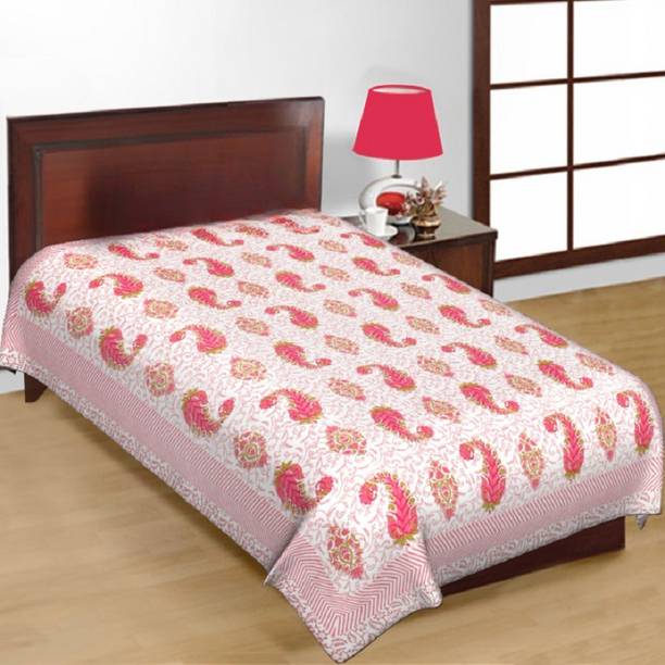 E ELMA 144 TC Cotton Single Jaipuri Prints Flat Bedsheet