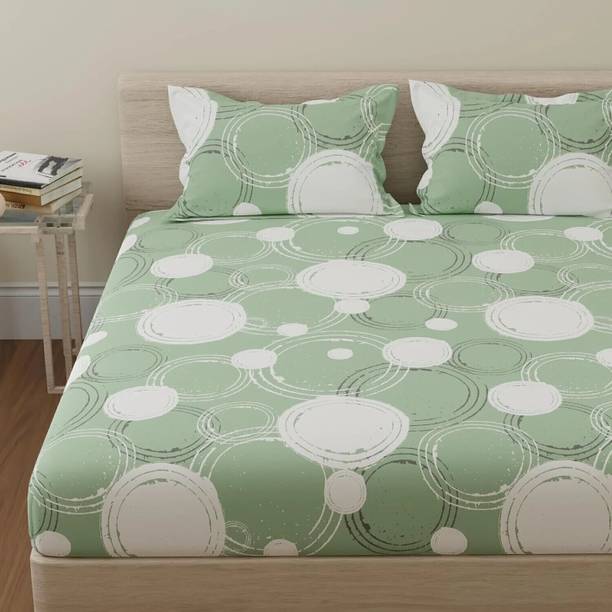 Huesland Cotton Double Flat 144 TC Geometric Bedsheet