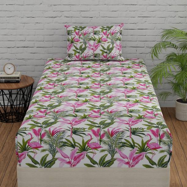 Huesland 144 TC Cotton Single Striped Flat Bedsheet