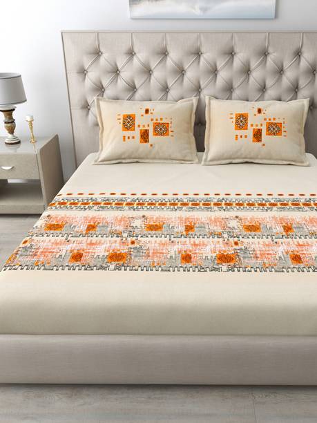 Mafatlal 186 TC Cotton King Geometric Flat Bedsheet
