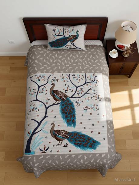 SALGIA FASHION Cotton Single Flat 144 TC Animal 1 Bedsheet