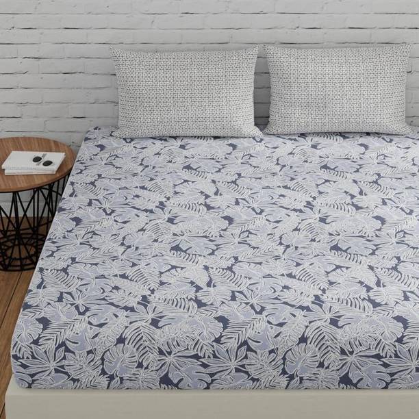 Huesland Cotton King Fitted (Elastic) 144 TC Printed Bedsheet