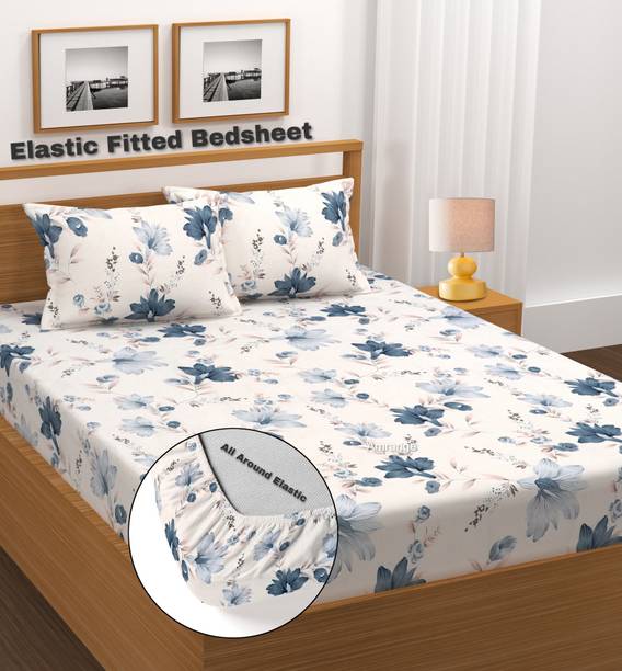 Amrange 210 TC Microfiber King 3D Printed Fitted (Elastic) Bedsheet