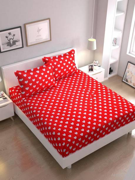 Goodrik Microfiber Double Flat 140 TC 3D Printed 1 Bedsheet with 2 Pillow Covers