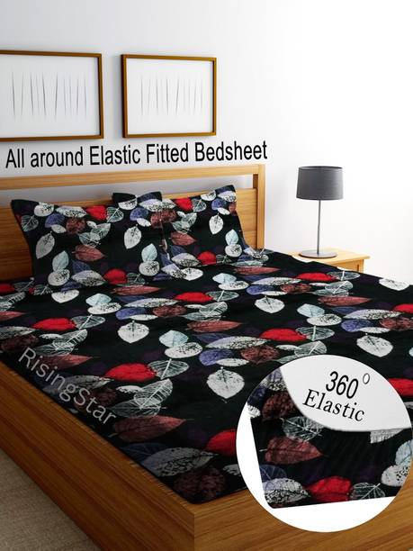 RisingStar 350 TC Cotton Double Striped Fitted (Elastic) Bedsheet