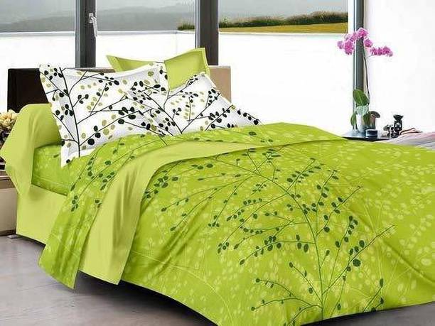 Homeline Cotton Double Flat 104 TC Floral 1 Bedsheet with 2 Pillow Covers
