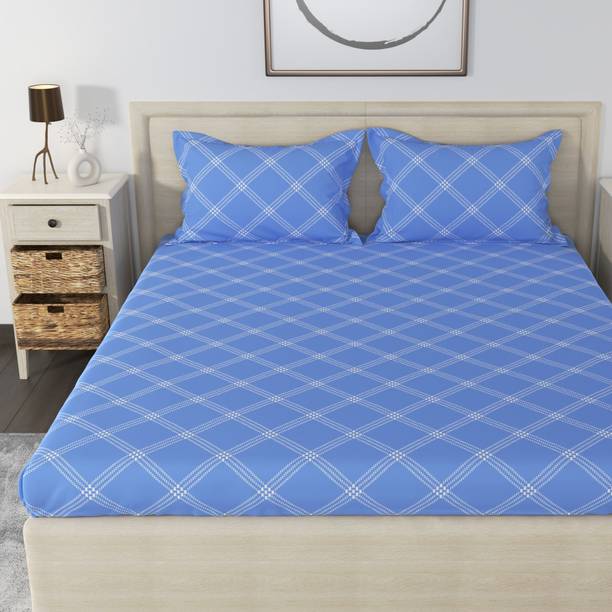 Huesland Cotton King Flat 210 TC Geometric Bedsheet