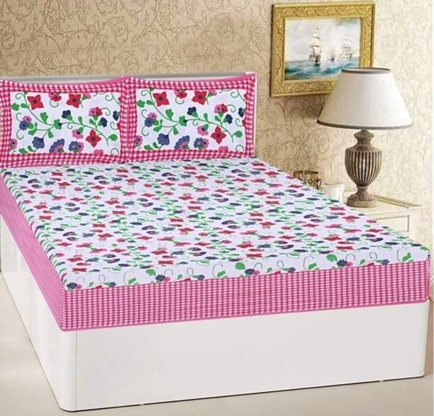 Homeline 104 TC Cotton Double Jaipuri Prints Flat Bedsheet