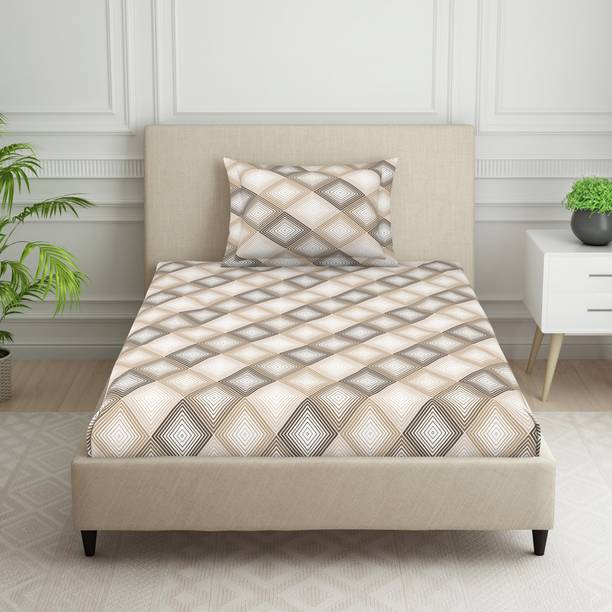 Welspun 120 TC Polycotton Single Floral Flat Bedsheet