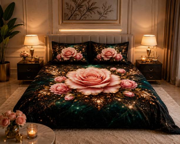 Adidev Cotton Double, King Flat 410 TC Floral 1 Bedsheet