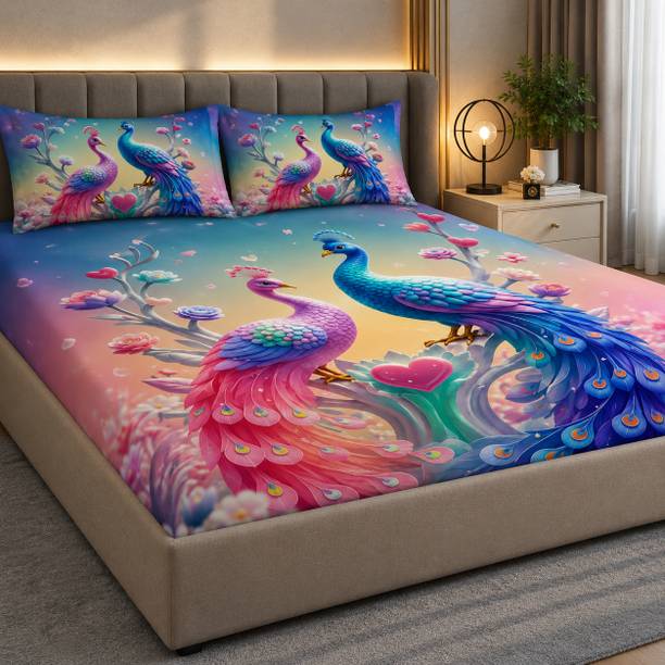 FeatherFold Cotton King Flat 240 TC 7D Digital 1 Bedsheet