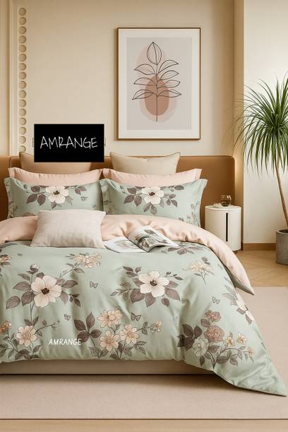 Amrange Cotton King Flat 220 TC Floral Bedsheet