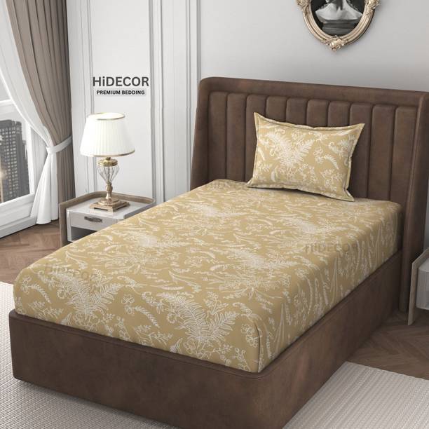 HIDECOR Microfiber Single Flat 280 TC Floral 1 Bedsheet with 2 Pillow Covers