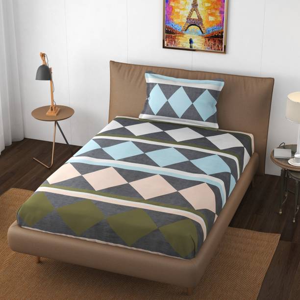 HIDECOR 250 TC Polycotton Single Geometric Flat Bedsheet