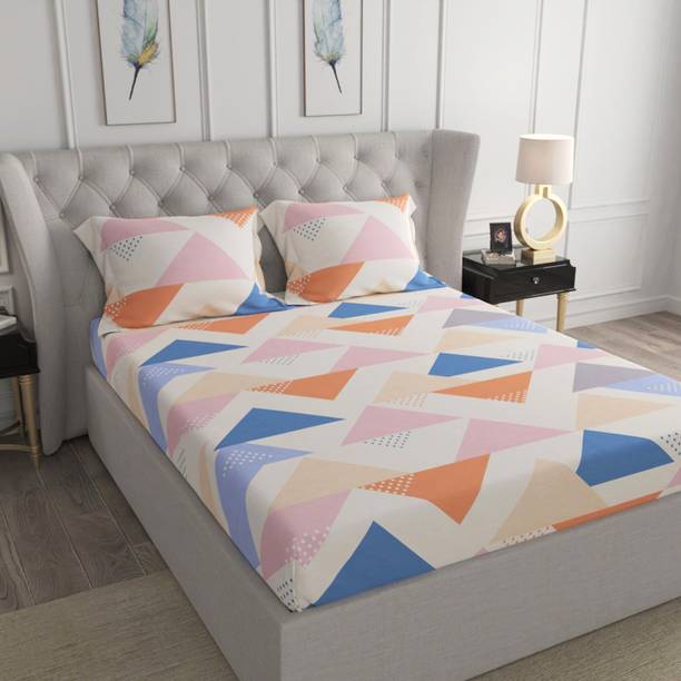 TRIDENT 120 TC Microfiber Double Geometric Flat Bedsheet