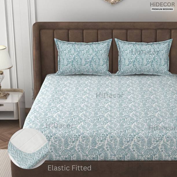 HIDECOR 280 TC Microfiber Double, King Paisley Fitted (Elastic) Bedsheet