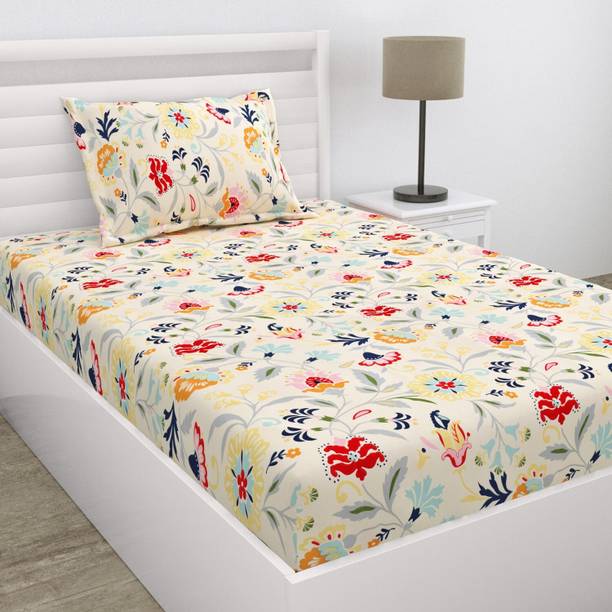 haus & kinder 120 TC Microfiber Single Floral Flat Bedsheet