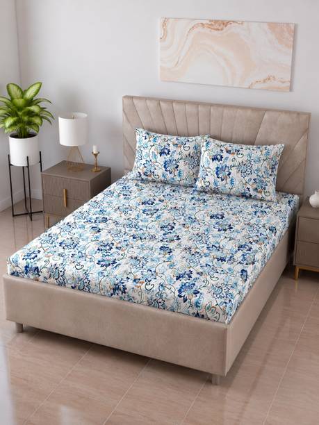 Bombay Dyeing Cotton Double Flat 120 TC Printed 1 Bedsheet with 2 Pillow Covers