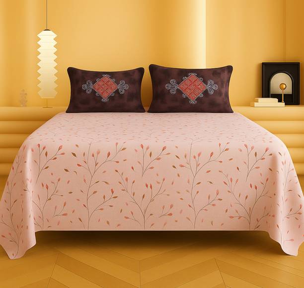 VAS COLLECTIONS Cotton Double Flat 220 TC Motifs Bedsheet