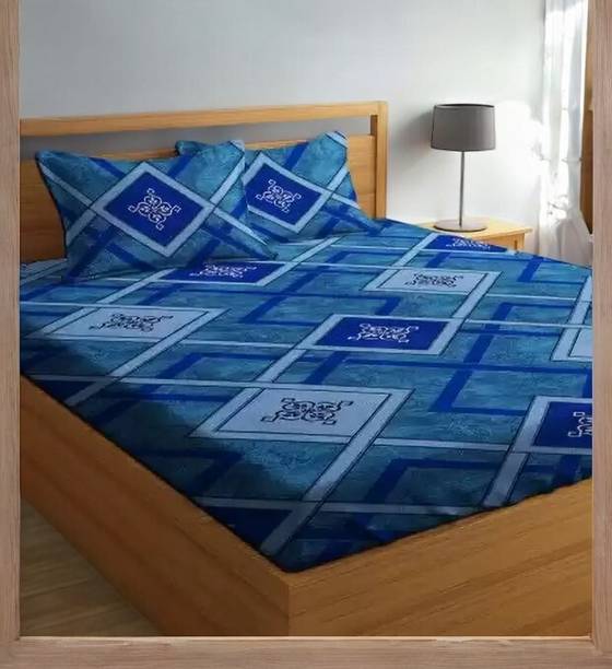 Decorum Microfiber Double Fitted (Elastic) 210 TC Floral 1 Bedsheet with 2 Pillow Covers