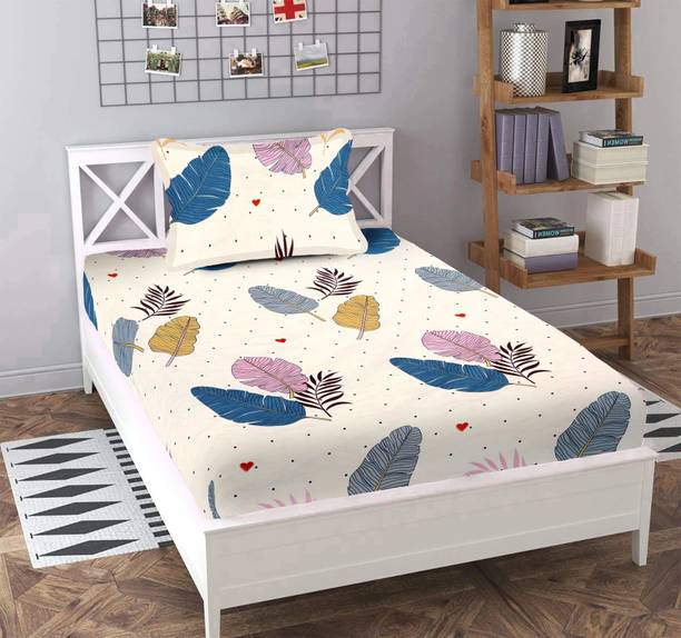 BLUEDOT 200 TC Cotton Single Self Design Flat Bedsheet