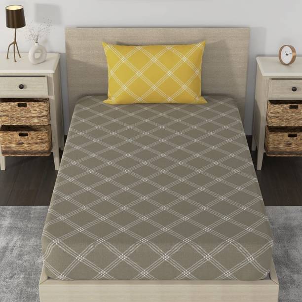 Huesland 180 TC Cotton Single Geometric Fitted (Elastic) Bedsheet