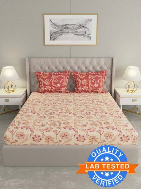 Raymond Home Cotton Double Flat 144 TC Floral Bedsheet