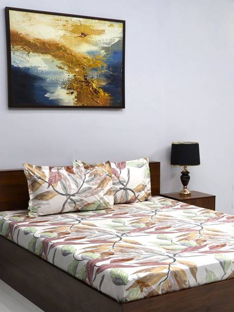 Bombay Dyeing 164 TC Microfiber Double Floral Flat Bedsheet