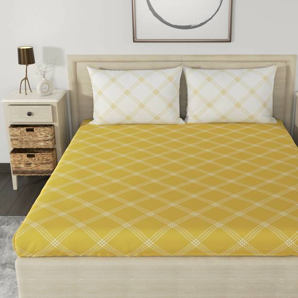 Huesland 180 TC Cotton Double Geometric Flat Bedsheet