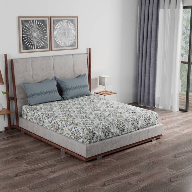TRIDENT 120 TC Cotton Double Self Design Flat Bedsheet