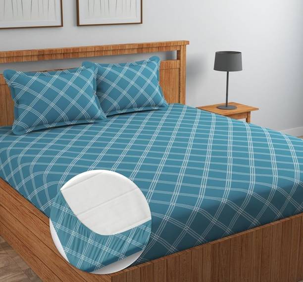 VICHTA Cotton King Fitted (Elastic) 220 TC Checkered 1 ...