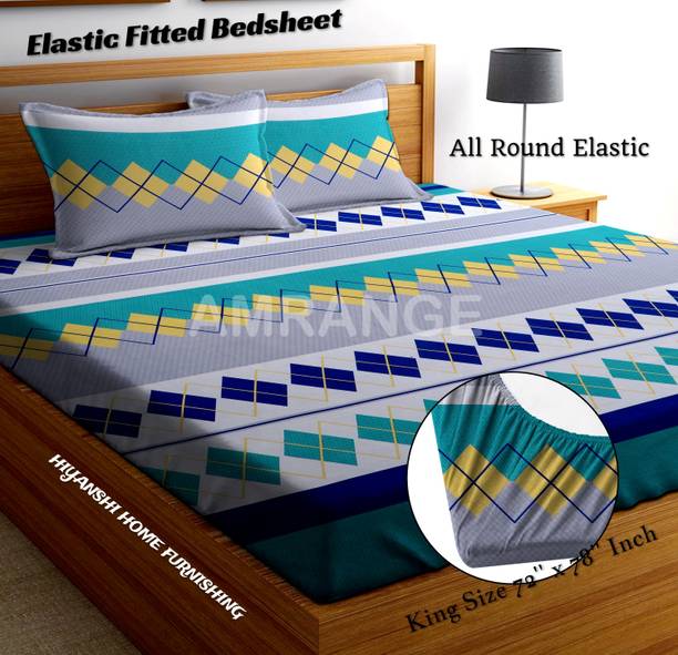 HIYANSHI HOME FURNISHING Polycotton King Fitted (Elasti...
