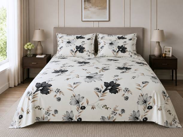 Linen & Loom Cotton Queen Flat 180 TC Printed 1 Bedsheet