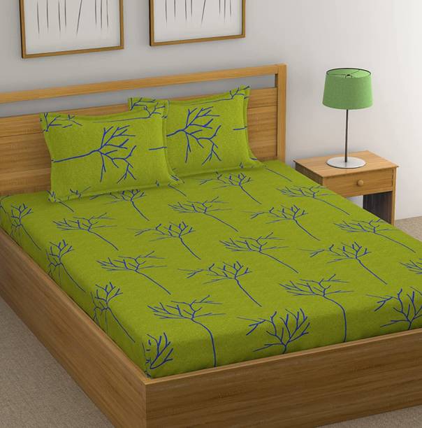 Huesland Cotton King Flat 144 TC Floral Bedsheet