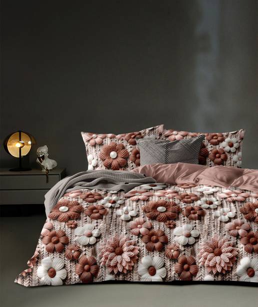 Goodrik Cotton King Flat 300 TC Floral 1 Bedsheet with 2 Pillow Covers