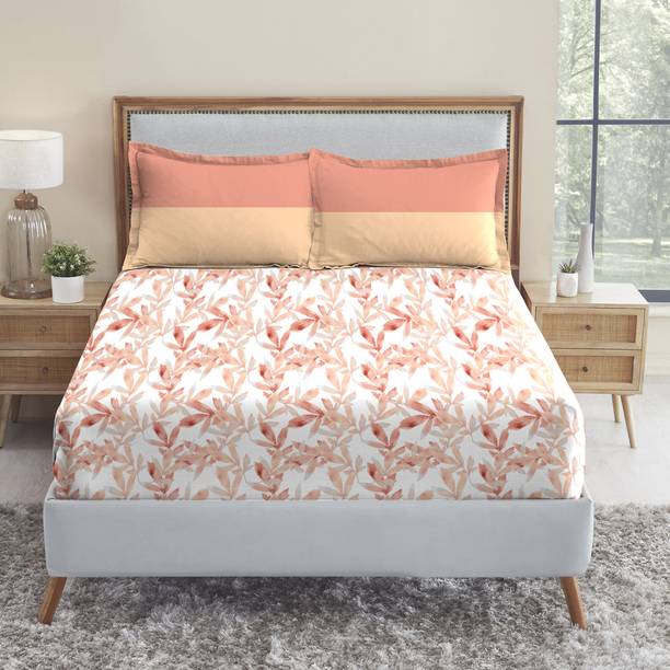 TRIDENT 120 TC Cotton Double Floral Flat Bedsheet