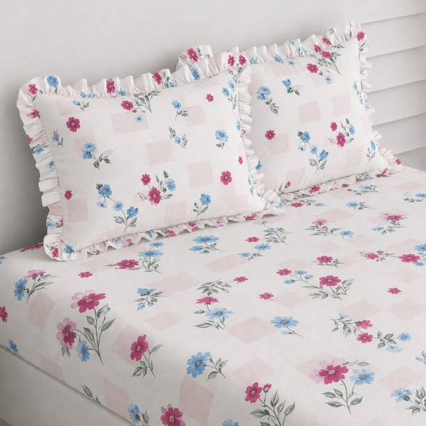 Amrange Cotton Double, King Fitted (Elastic) 180 TC Flo...