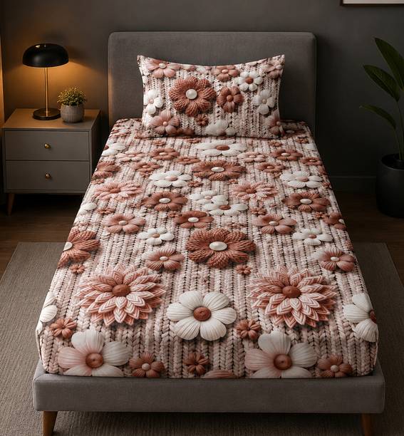 YKNIP Cotton Single Flat 400 TC Floral 1 Bedsheet