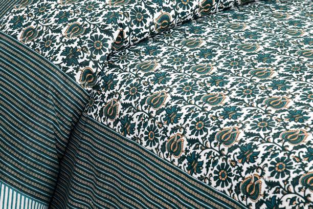 CLOTHOLOGY Cotton Double Flat 240 TC Jaipuri Prints Bedsheet