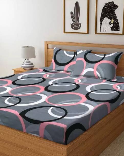 NCS 300 TC Cotton Double Geometric Flat Bedsheet