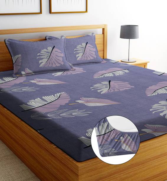 ANIKET 204 TC Cotton Double Printed Fitted (Elastic) Bedsheet