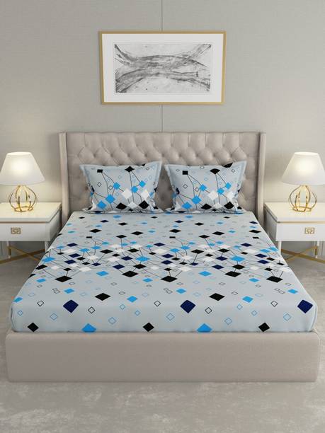 Raymond Home 110 TC Microfiber Double Geometric Flat Bedsheet