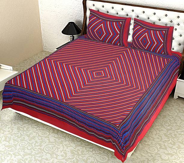 ANAYA ENTERPRISES Cotton Double Flat 144 TC Printed 1 Bedsheet with 2 Pillow Covers