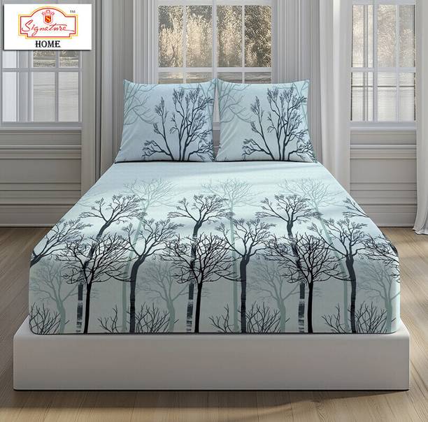 SIGNATURE 120 TC Cotton Double Floral Flat Bedsheet