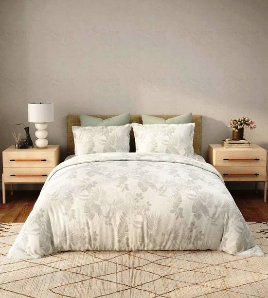 Bombay Dyeing Cotton King Flat 300 TC Floral 1 Bedsheet with 2 Pillow Covers