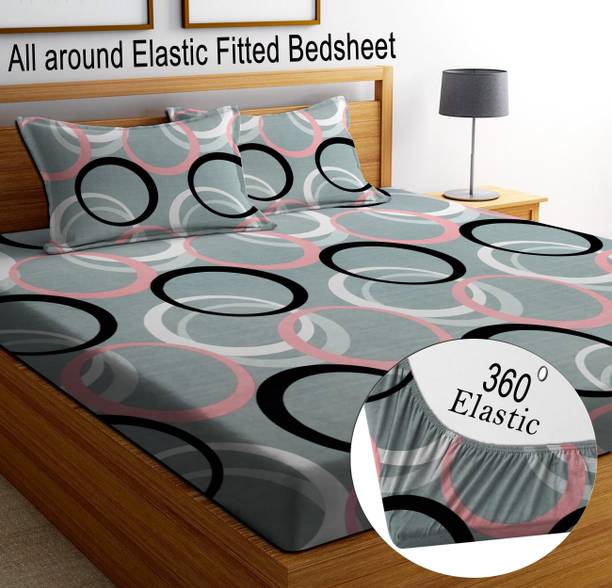 Bedress Cotton Double Fitted (Elastic) 300 TC Printed B...