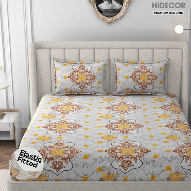HIDECOR 300 TC Microfiber King Printed Fitted (Elastic) Bedsheet