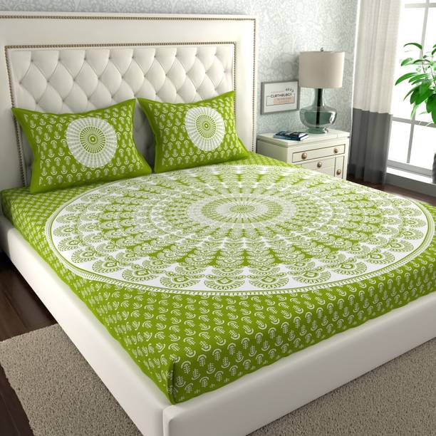 CLOTHOLOGY 144 TC Cotton Double Printed Flat Bedsheet